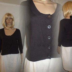 Black Cardian Half Sleeves Button Up Front New